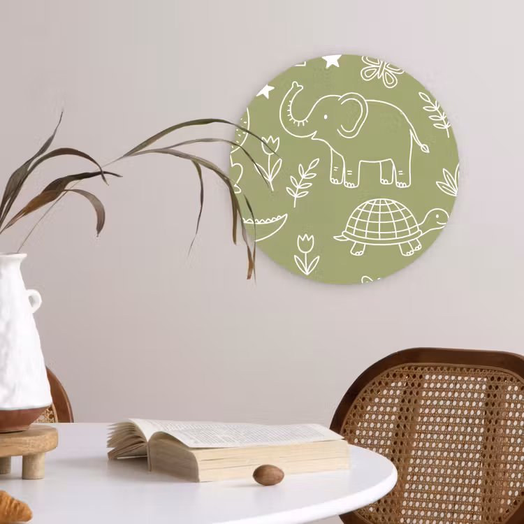 Wall circle - Glass - Animals - Pattern - Illustration - Nature - Green — 4