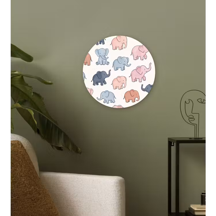 Wall circle - Glass - Animals - Pattern - Kids' Room - Pastel - Playful — 3