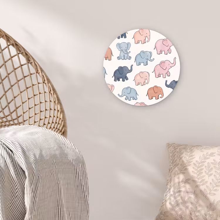 Wall circle - Glass - Animals - Pattern - Kids' Room - Pastel - Playful — 5
