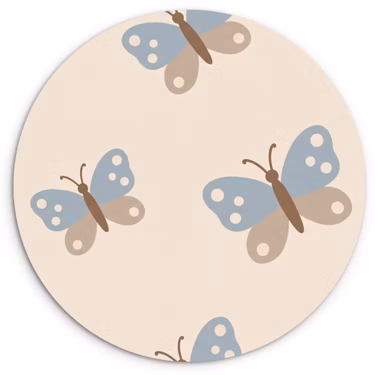 Wall circle - Glass - Insect - Butterfly Pattern - Abstract - Blue - Beige — 1