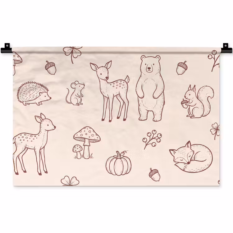 Wall Hanging - Animals - Forest - Nature - Sketch - Pattern — 1