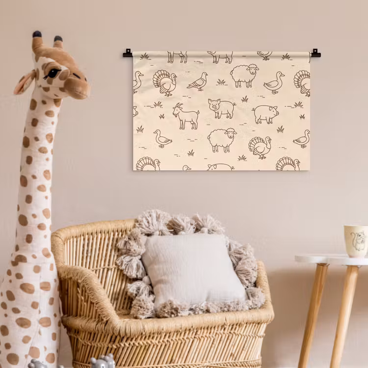 Wall Hanging - Animals - Pattern - Farm - Minimalist - Beige — 5
