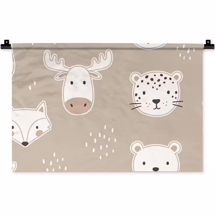 Wall Hanging - Animals - Pattern - Illustration - Modern - Beige — 1