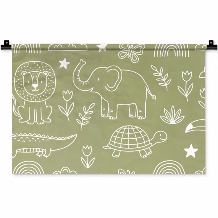 Wall Hanging - Animals - Pattern - Illustration - Nature - Green — 1