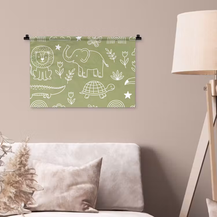 Wall Hanging - Animals - Pattern - Illustration - Nature - Green — 2