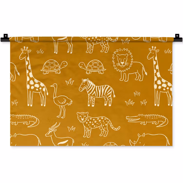 Wall Hanging - Animals - Safari - Pattern - Childlike - Ochre — 1
