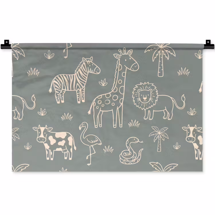Wall Hanging - Animals - Safari - Pattern - Illustration - Green — 1
