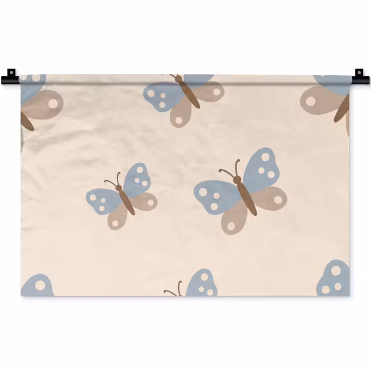 Wall Hanging - Insect - Butterfly Pattern - Abstract - Blue - Beige — 1