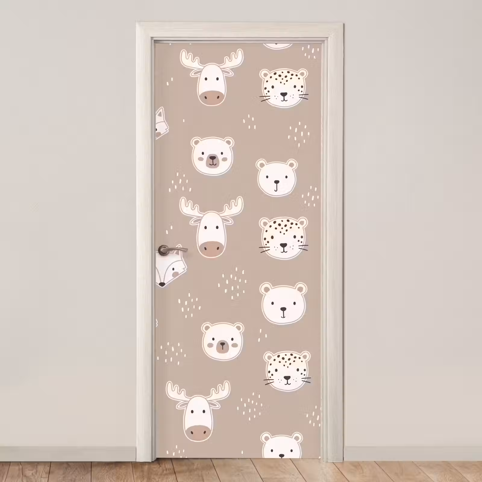 Door sticker - Animals - Pattern - Illustration - Modern - Beige — 1