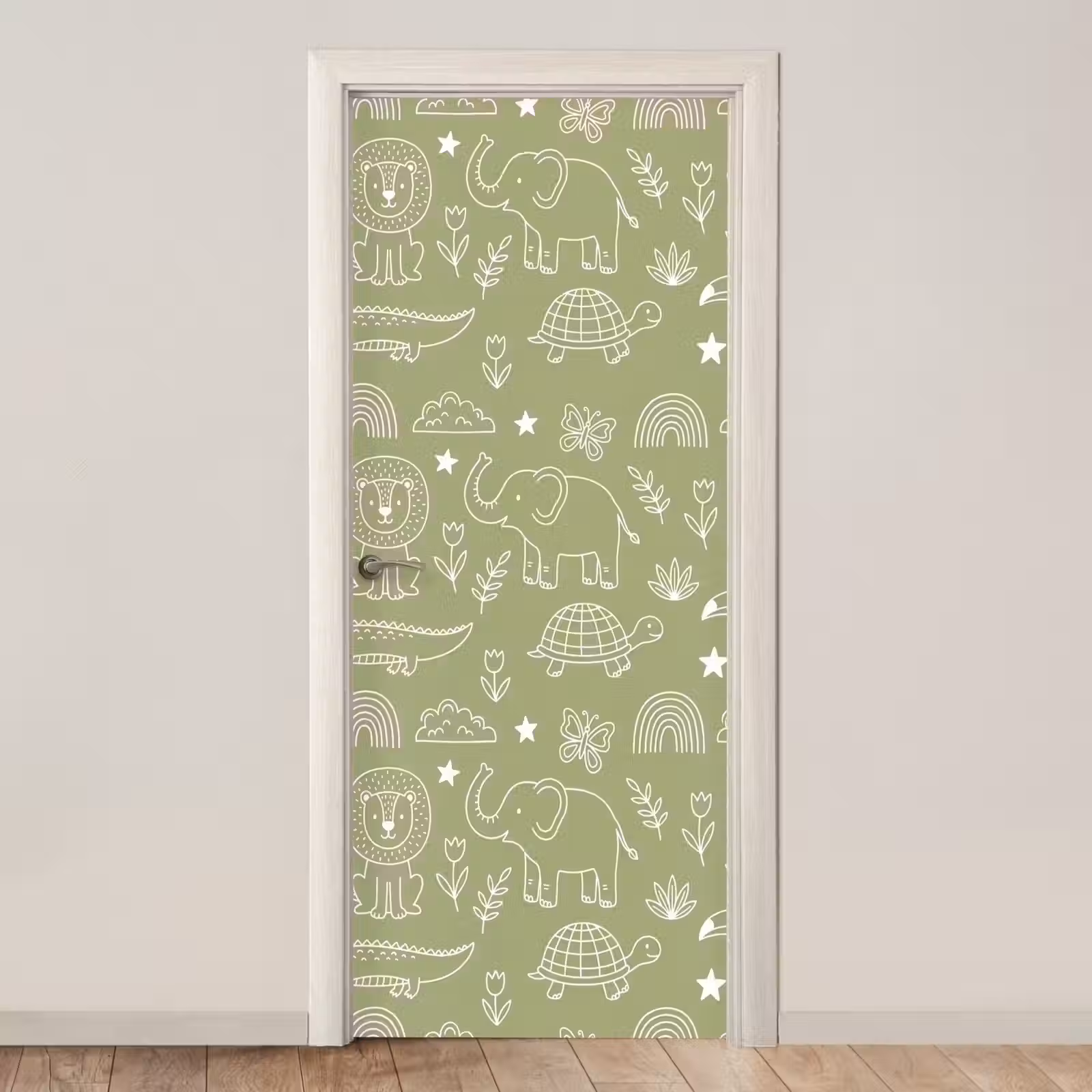 Door sticker - Animals - Pattern - Illustration - Nature - Green — 1