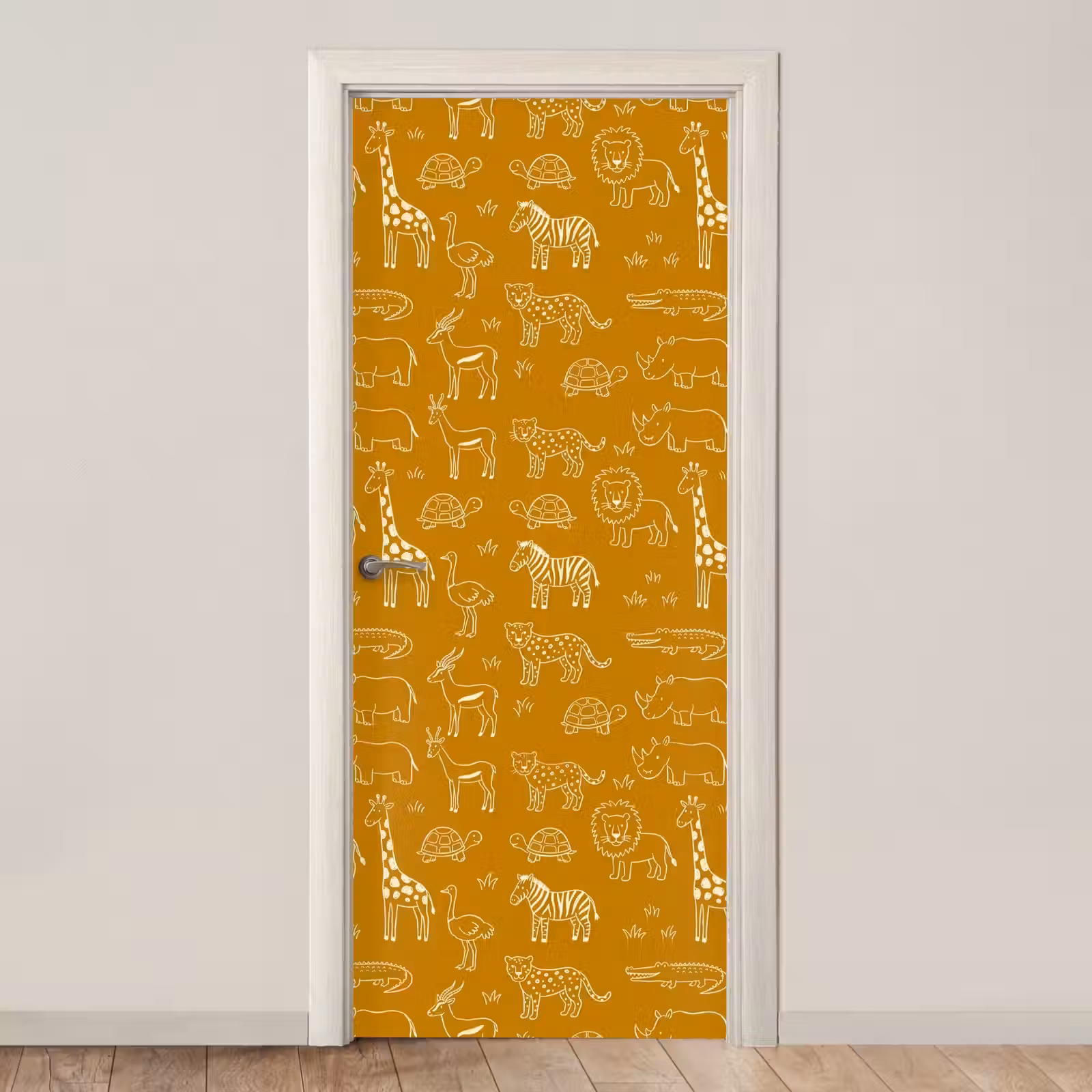 Door sticker - Animals - Safari - Pattern - Childlike - Ochre — 1