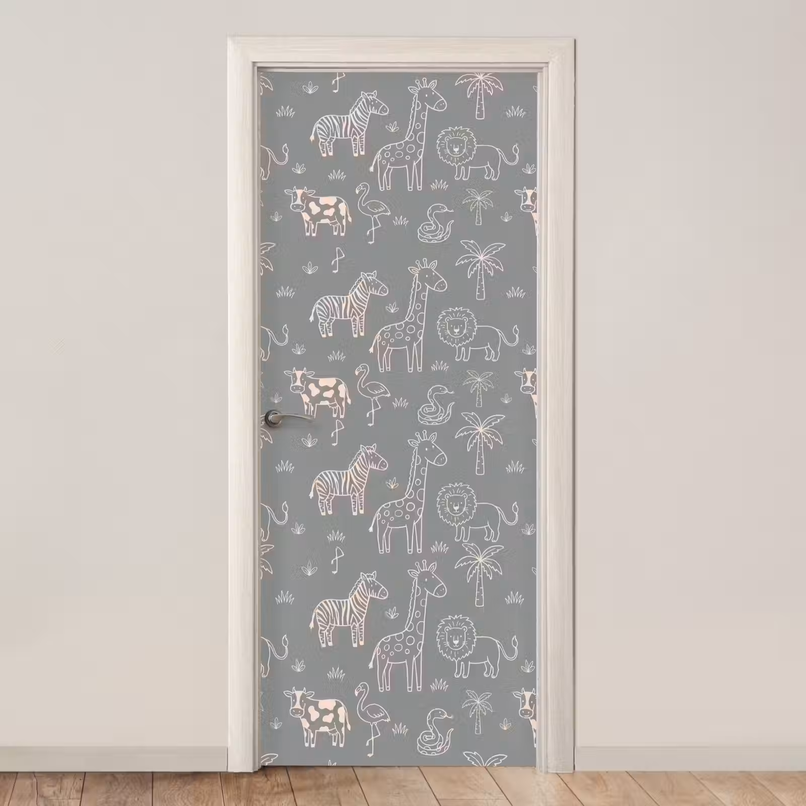Door sticker - Animals - Safari - Pattern - Illustration - Green — 1