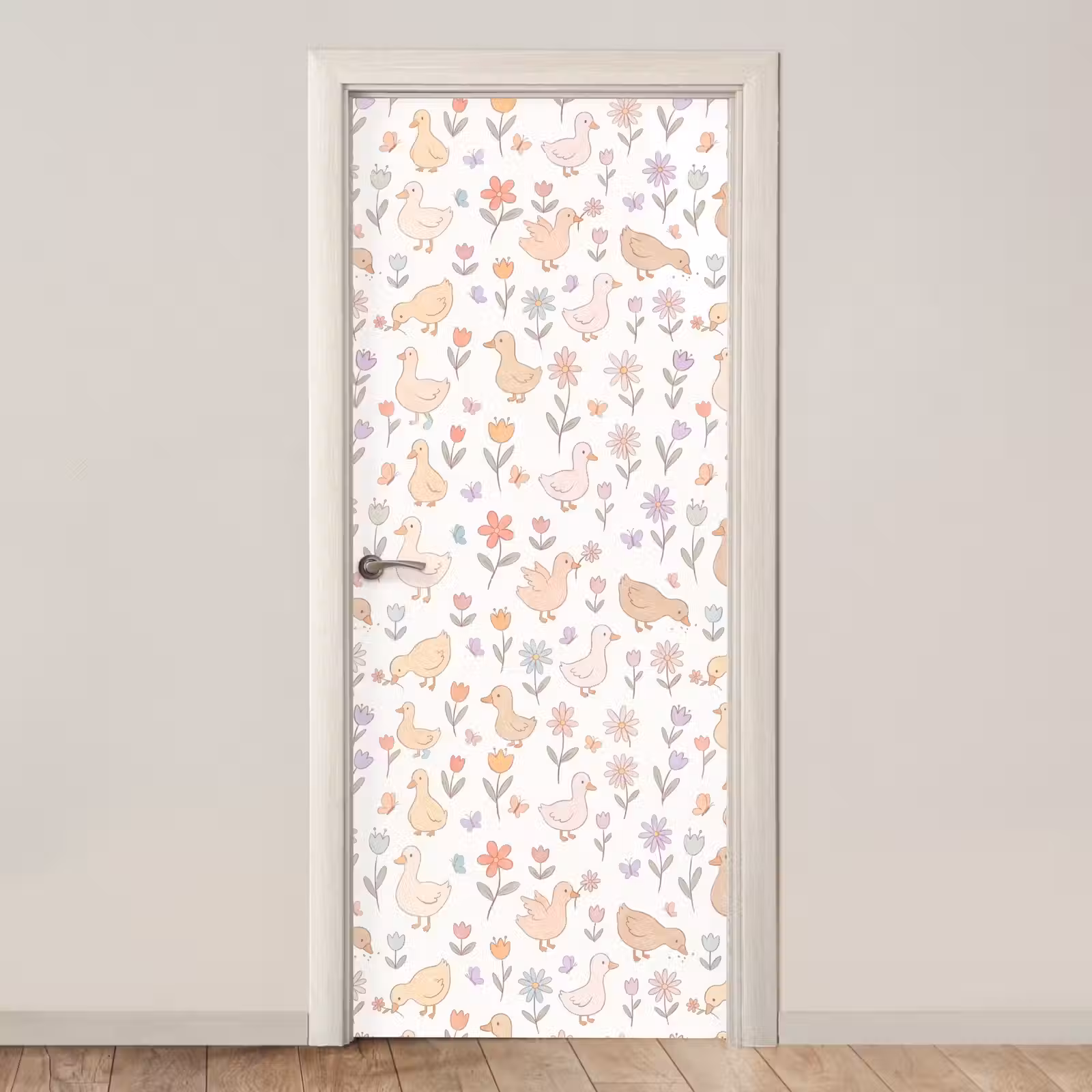 Door sticker - Birds - Flowers - Patterns - Pastel - Animals — 1
