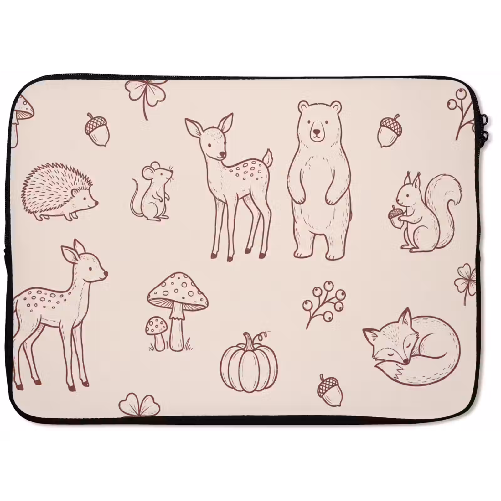 Laptop Sleeve - Animals - Forest - Nature - Sketch - Pattern — 1