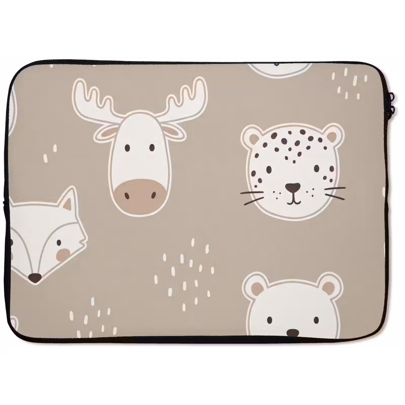 Laptop Sleeve - Animals - Pattern - Illustration - Modern - Beige — 1