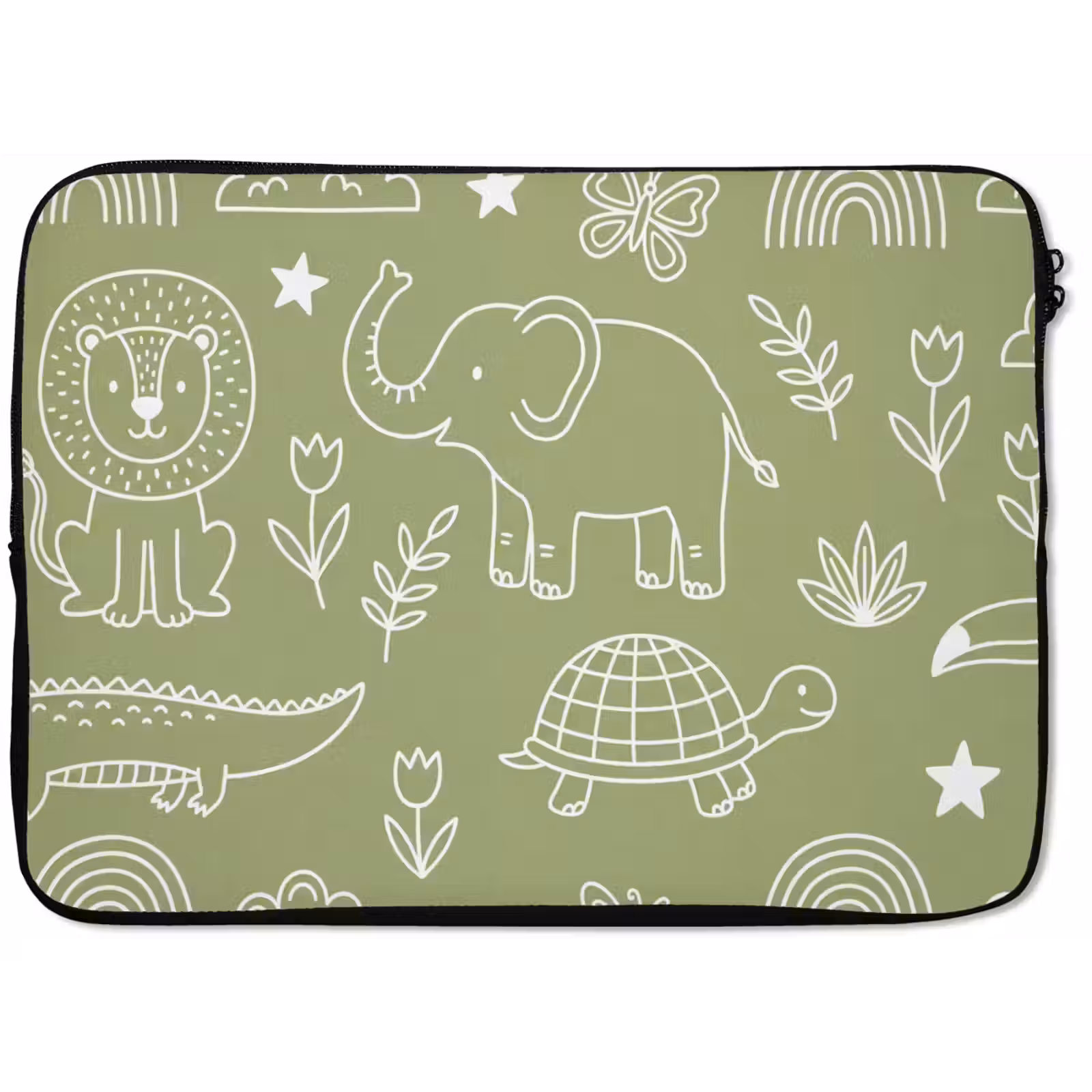 Laptop Sleeve - Animals - Pattern - Illustration - Nature - Green — 1