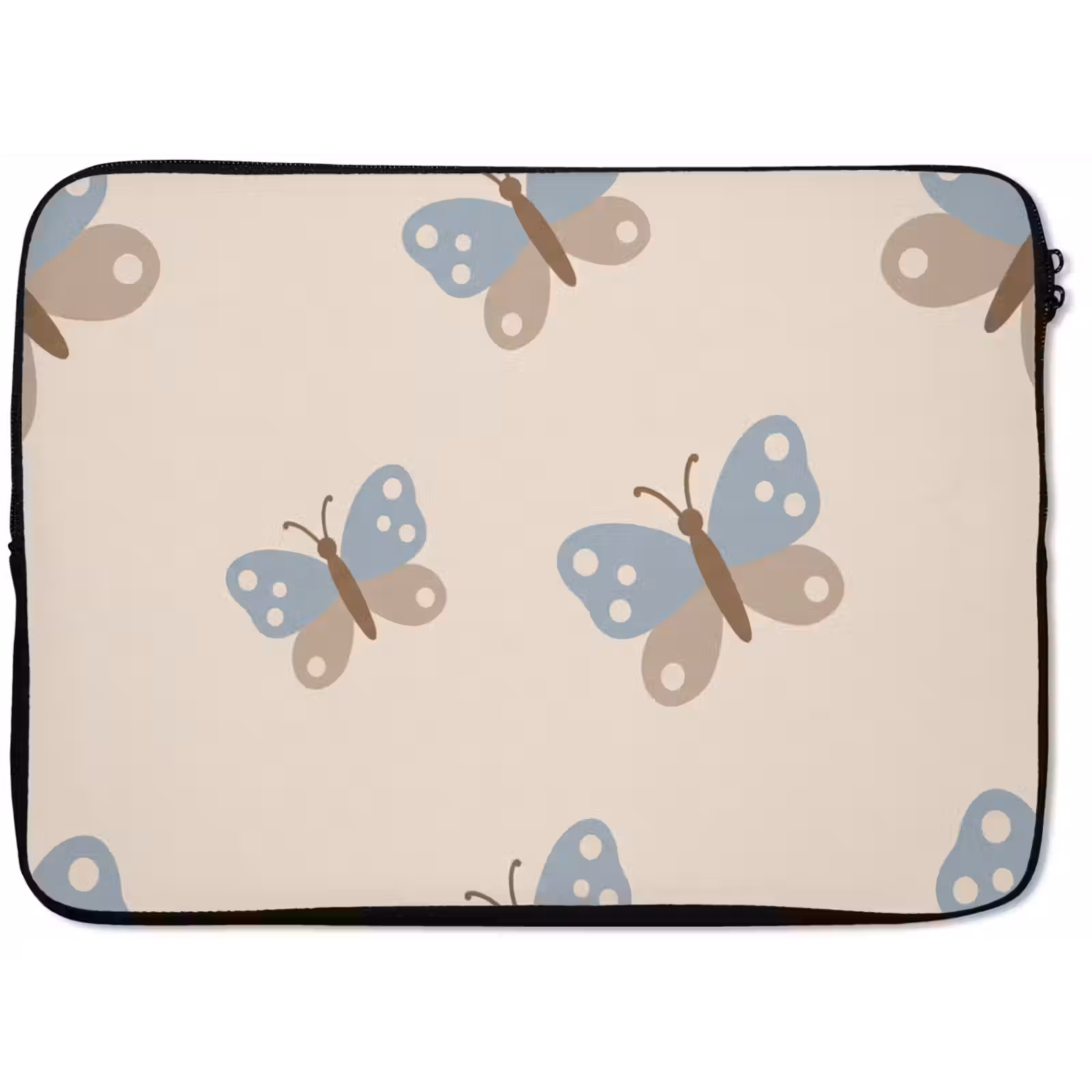 Laptop Sleeve - Insect - Butterfly Pattern - Abstract - Blue - Beige — 1