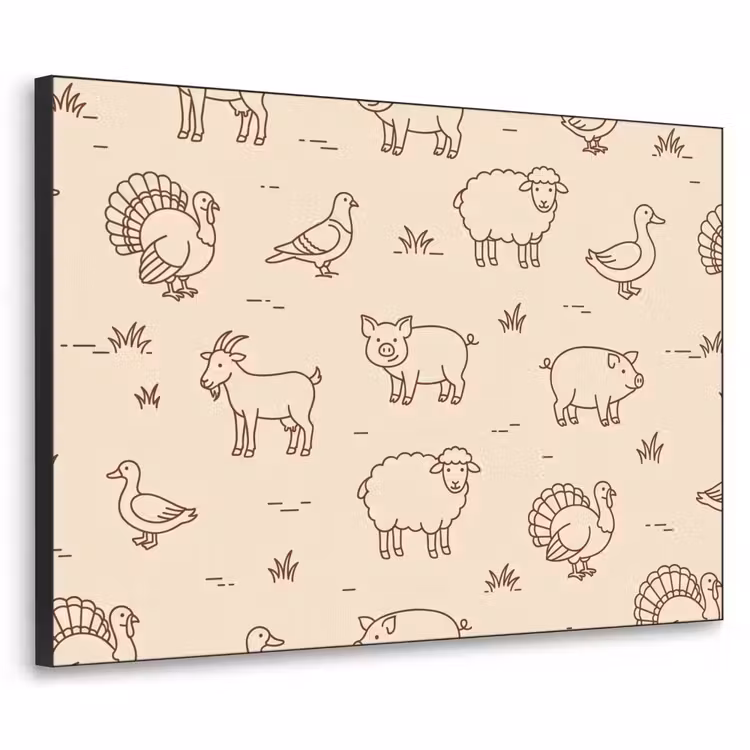 Art Frame - Animals - Pattern - Farm - Minimalist - Beige — 1