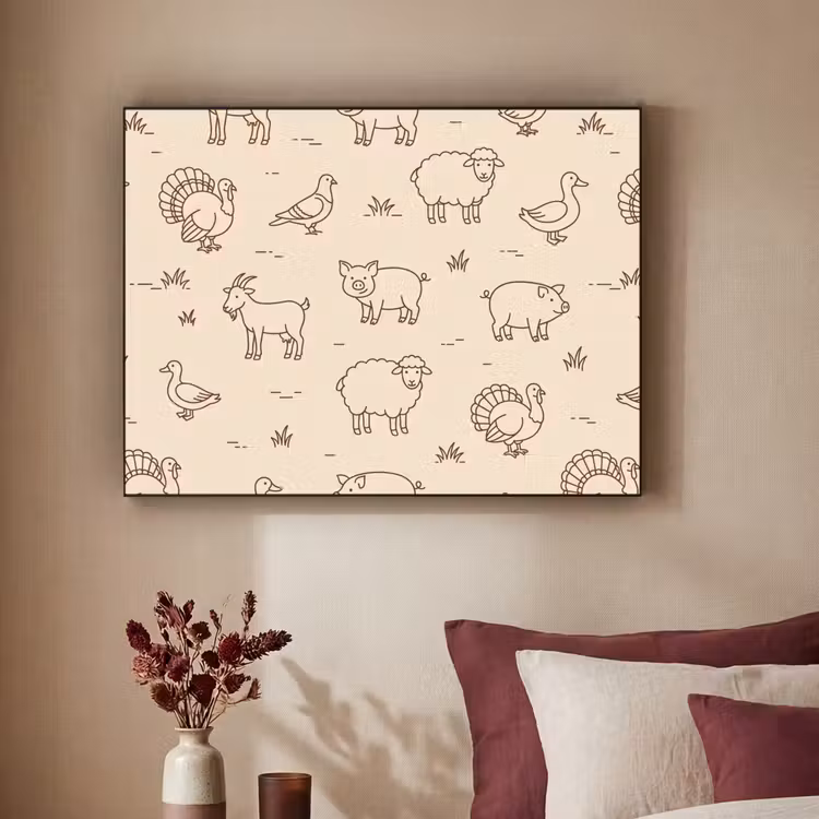 Art Frame - Animals - Pattern - Farm - Minimalist - Beige — 2