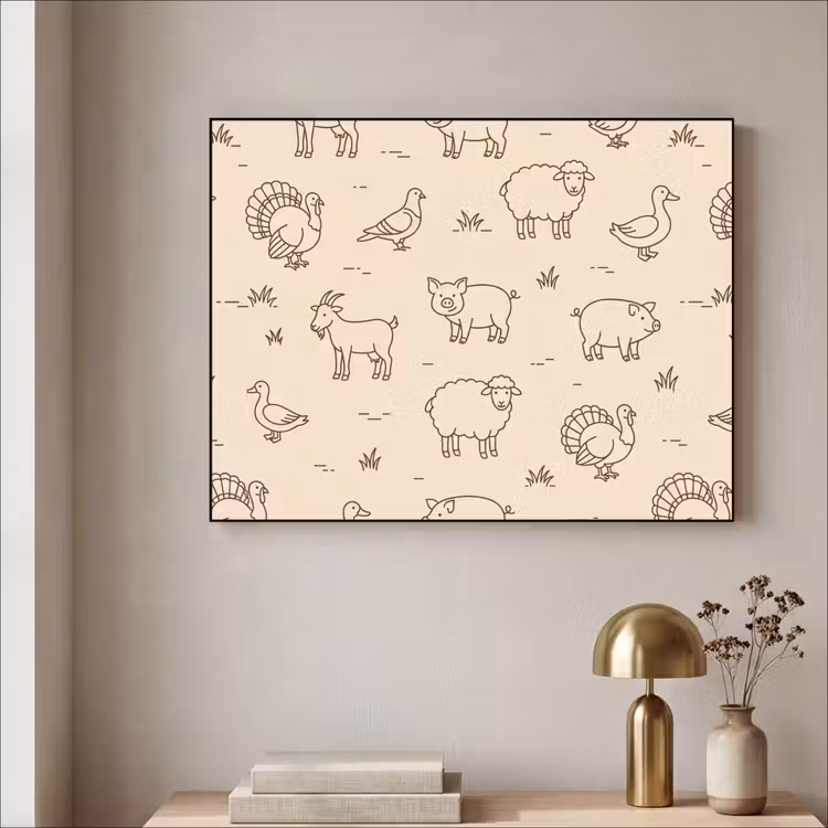 Art Frame - Animals - Pattern - Farm - Minimalist - Beige — 3