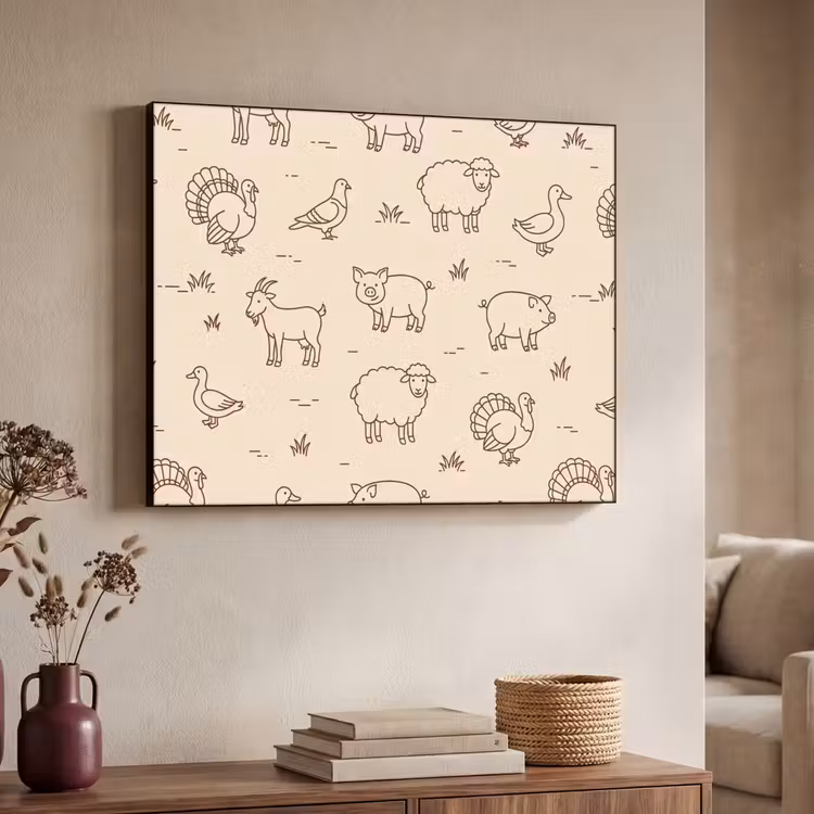 Art Frame - Animals - Pattern - Farm - Minimalist - Beige — 4
