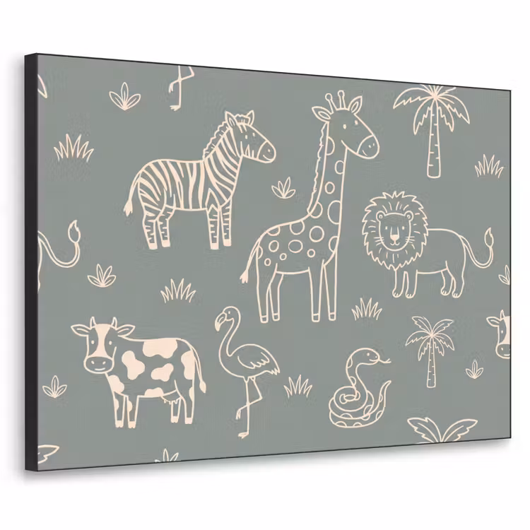 Art Frame - Animals - Safari - Pattern - Illustration - Green — 1