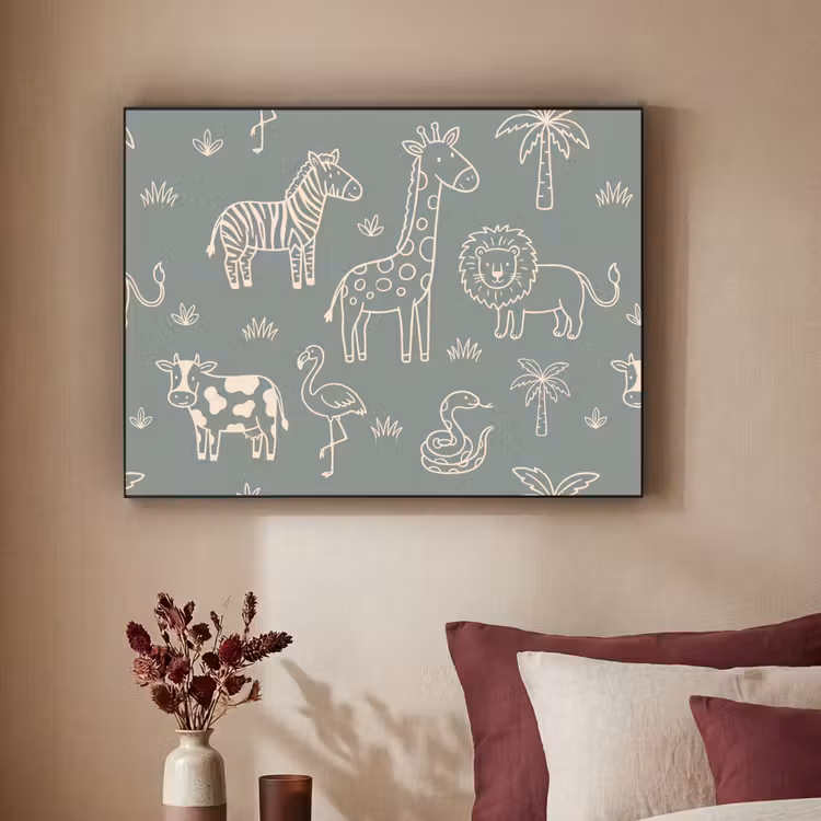 Art Frame - Animals - Safari - Pattern - Illustration - Green — 2