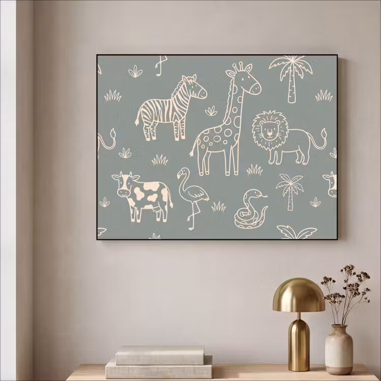Art Frame - Animals - Safari - Pattern - Illustration - Green — 3