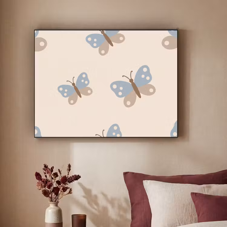 Art Frame - Insect - Butterfly Pattern - Abstract - Blue - Beige — 2