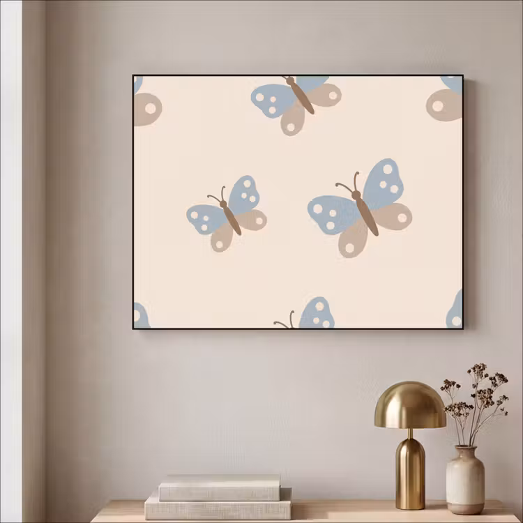 Art Frame - Insect - Butterfly Pattern - Abstract - Blue - Beige — 3