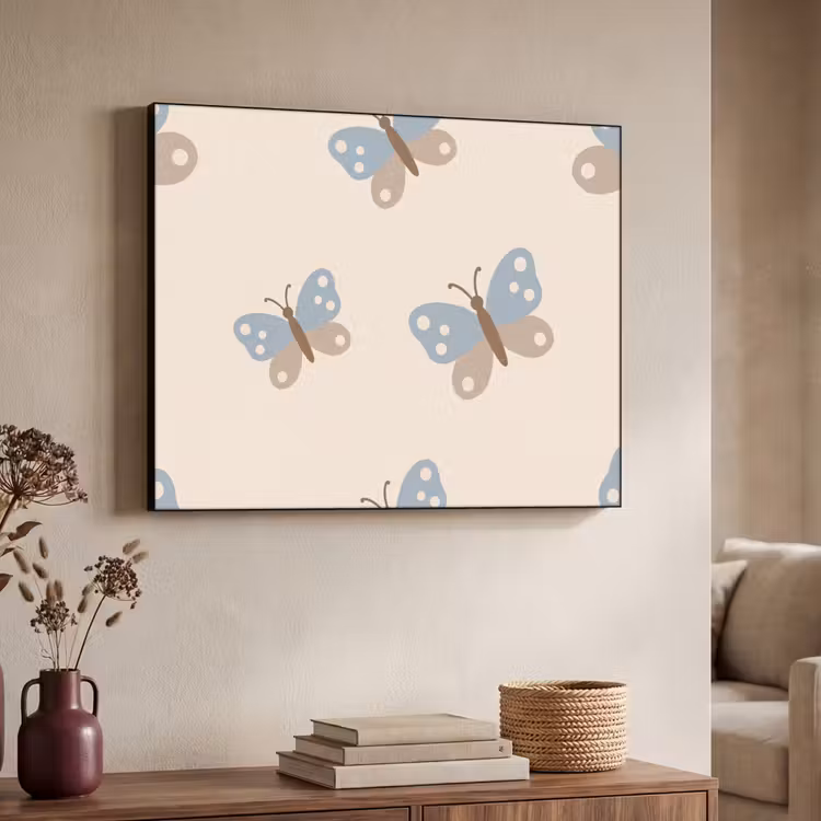 Art Frame - Insect - Butterfly Pattern - Abstract - Blue - Beige — 4