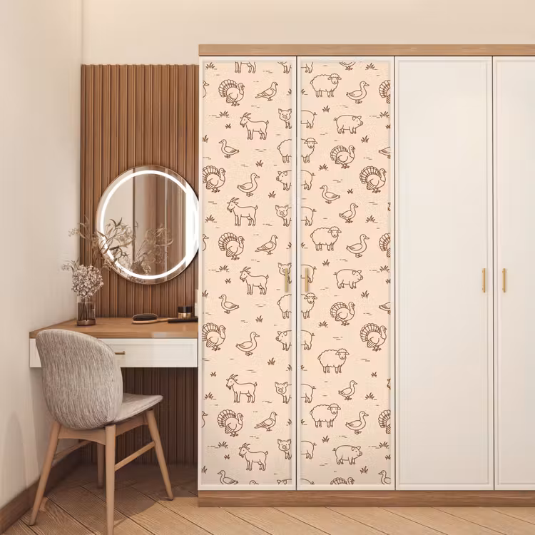 Door sticker - Animals - Pattern - Farm - Minimalist - Beige — 4
