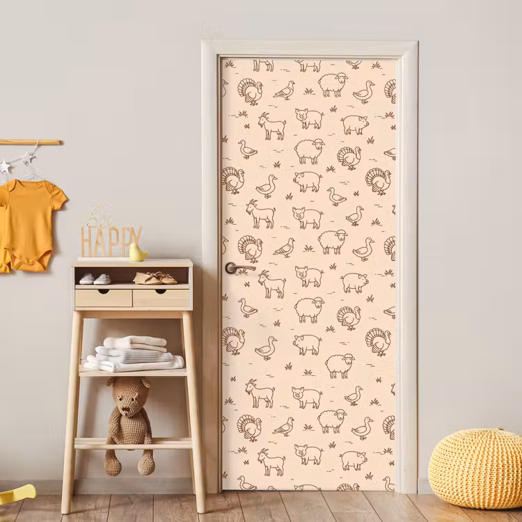 Door sticker - Animals - Pattern - Farm - Minimalist - Beige — 5