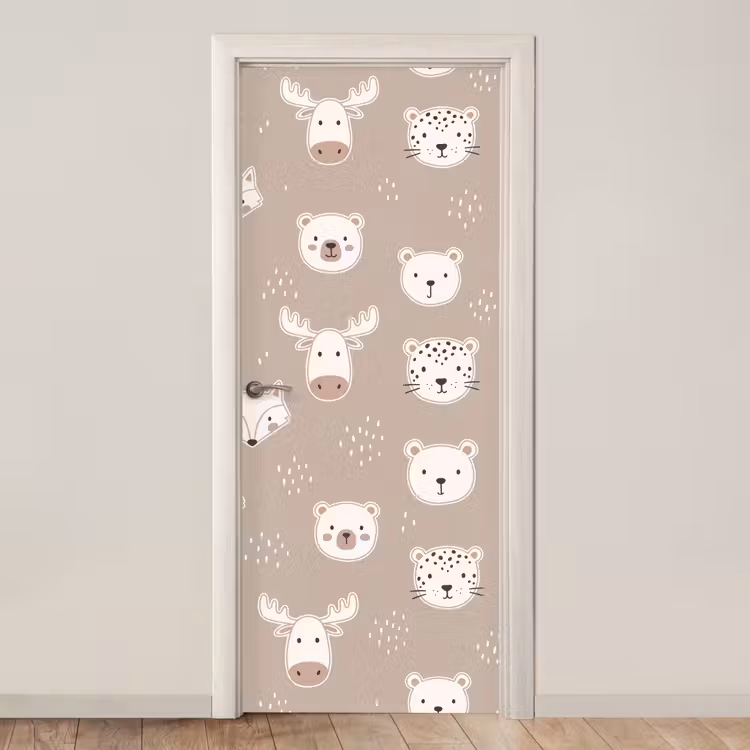 Door sticker - Animals - Pattern - Illustration - Modern - Beige — 1