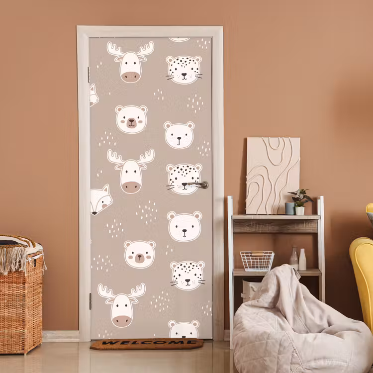 Door sticker - Animals - Pattern - Illustration - Modern - Beige — 2