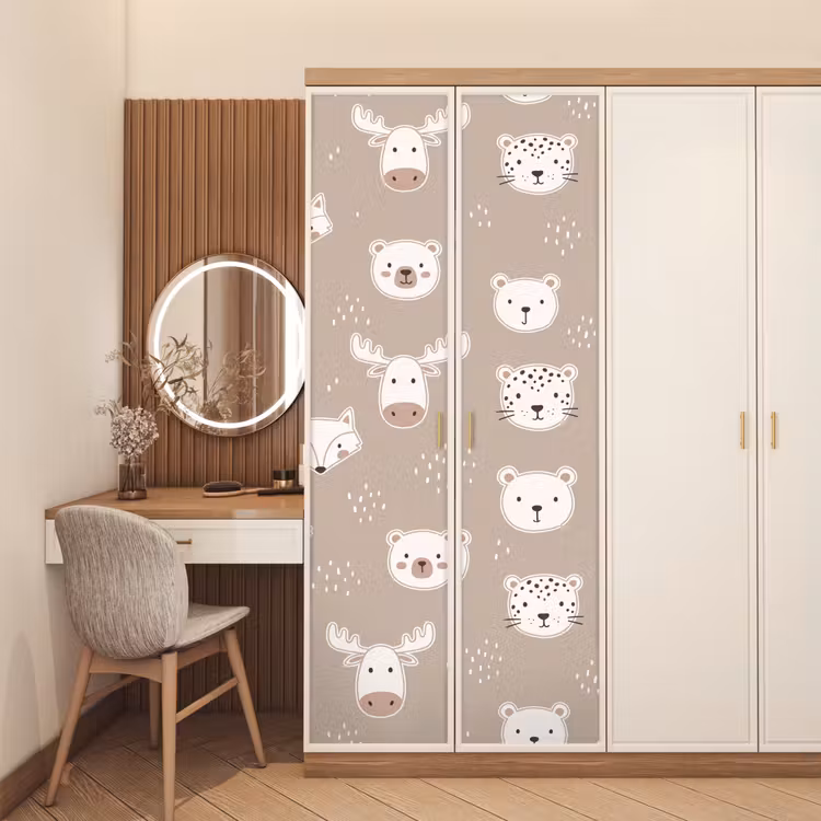 Door sticker - Animals - Pattern - Illustration - Modern - Beige — 4