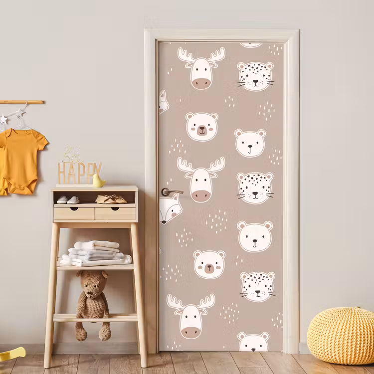 Door sticker - Animals - Pattern - Illustration - Modern - Beige — 5