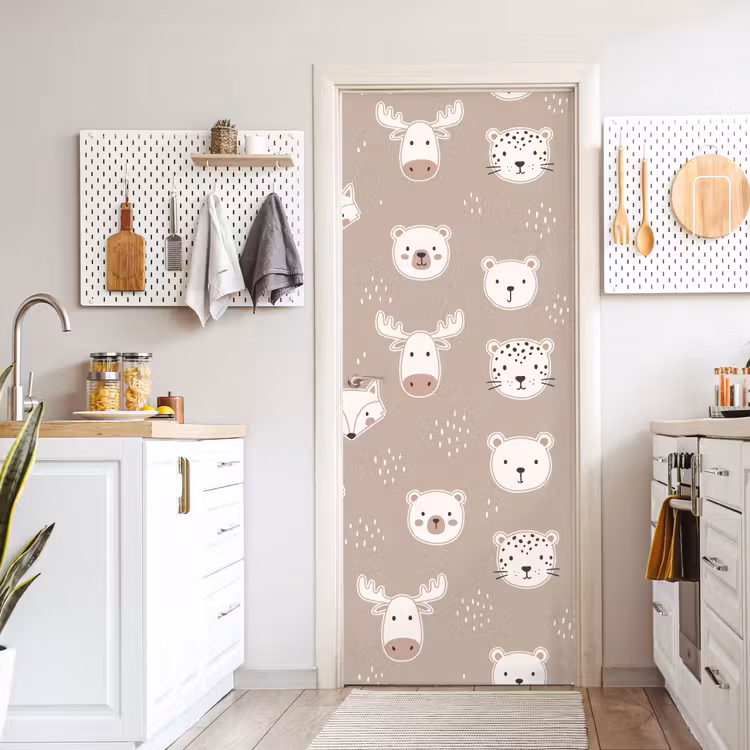 Door sticker - Animals - Pattern - Illustration - Modern - Beige — 6
