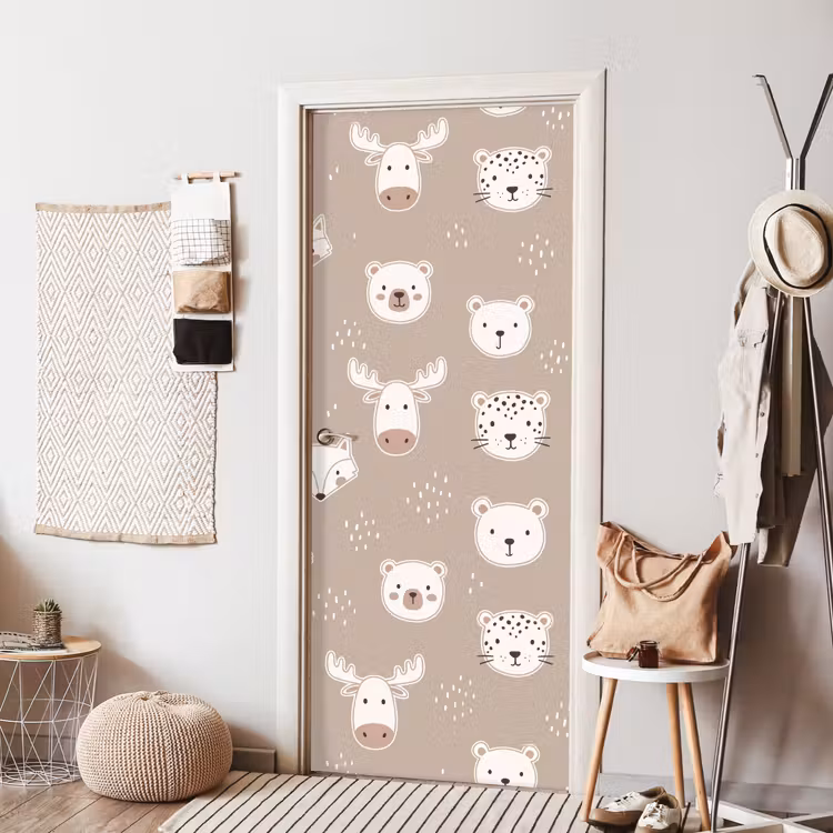 Door sticker - Animals - Pattern - Illustration - Modern - Beige — 7