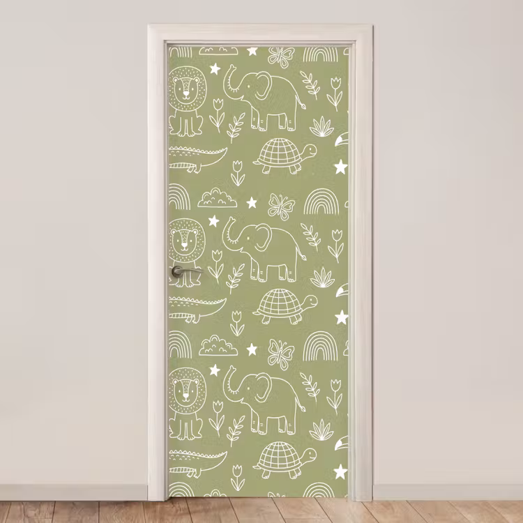 Door sticker - Animals - Pattern - Illustration - Nature - Green — 1