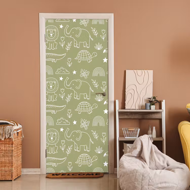 Door sticker - Animals - Pattern - Illustration - Nature - Green — 2