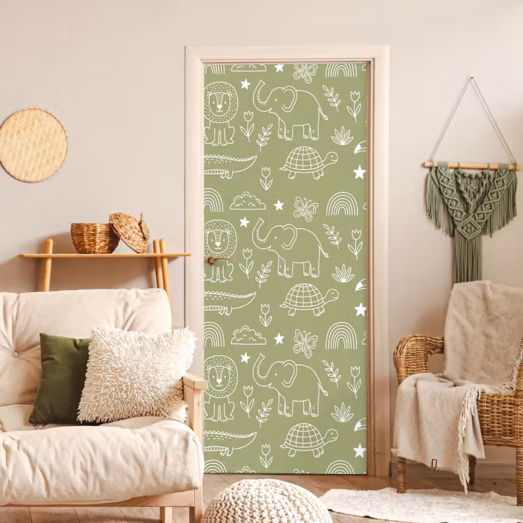 Door sticker - Animals - Pattern - Illustration - Nature - Green — 3