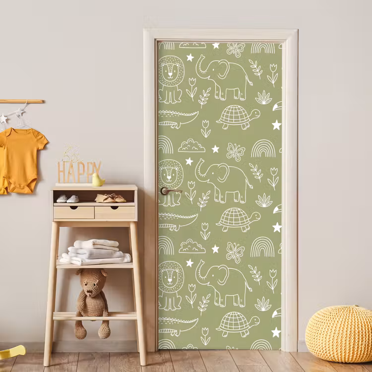 Door sticker - Animals - Pattern - Illustration - Nature - Green — 5