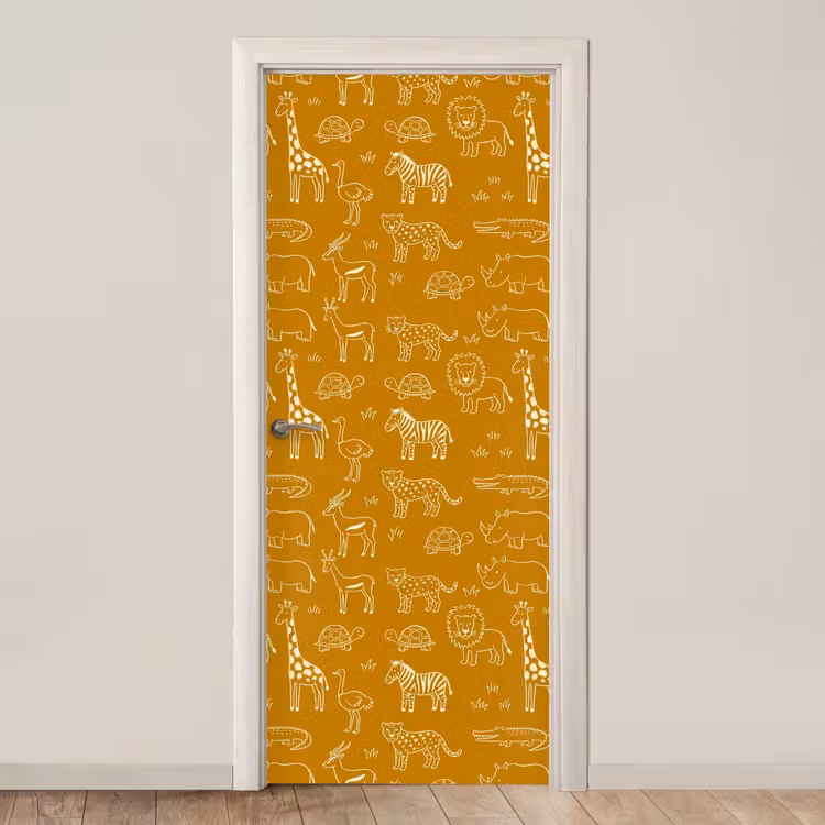 Door sticker - Animals - Safari - Pattern - Childlike - Ochre — 1