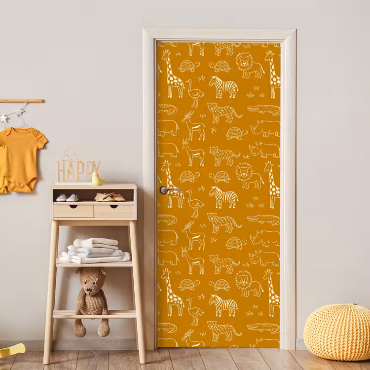 Door sticker - Animals - Safari - Pattern - Childlike - Ochre — 5