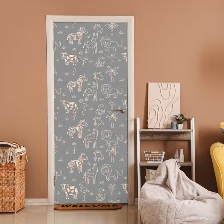 Door sticker - Animals - Safari - Pattern - Illustration - Green — 2