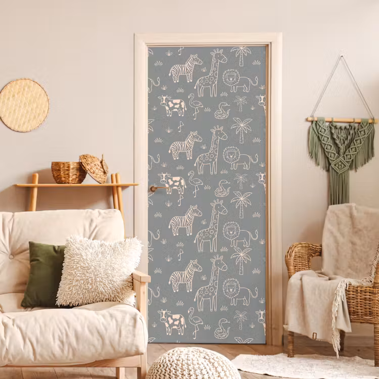 Door sticker - Animals - Safari - Pattern - Illustration - Green — 3