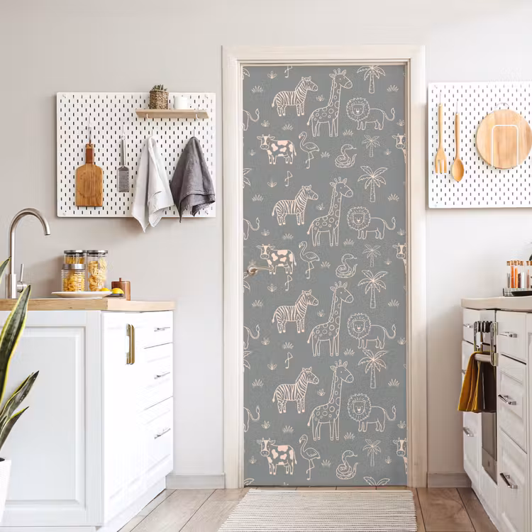 Door sticker - Animals - Safari - Pattern - Illustration - Green — 6
