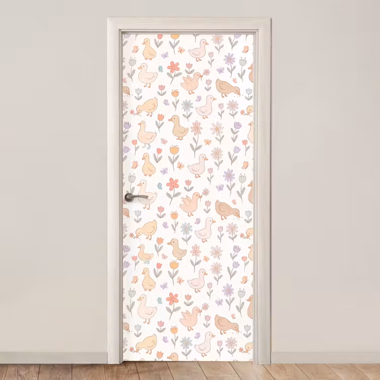 Door sticker - Birds - Flowers - Patterns - Pastel - Animals — 1
