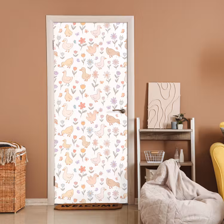 Door sticker - Birds - Flowers - Patterns - Pastel - Animals — 2
